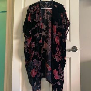 Black Floral Velvet Sweater/Robe
